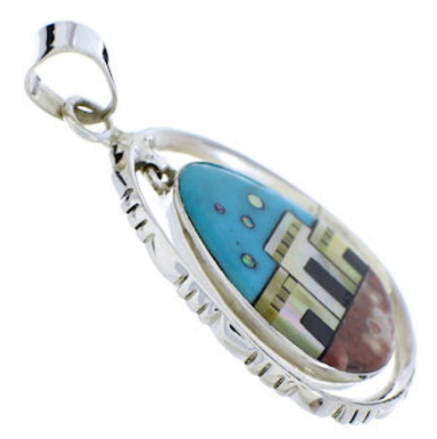 Sterling Silver Multicolor Native American Design Pendant PX29770