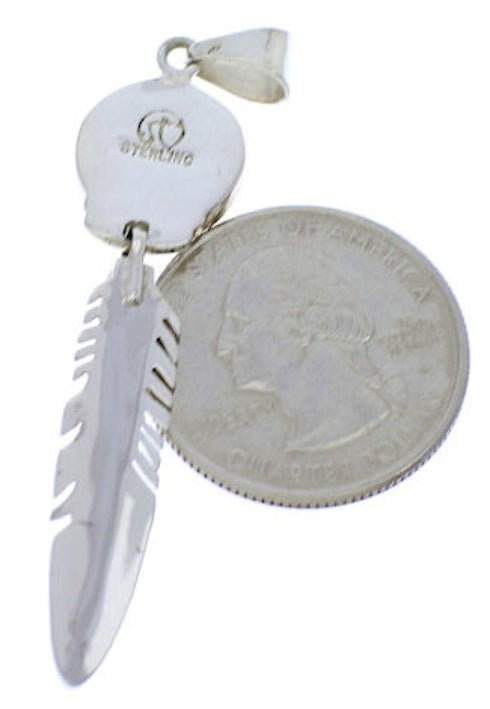 Native American Design Silver Feather Multicolor Pendant PX29773