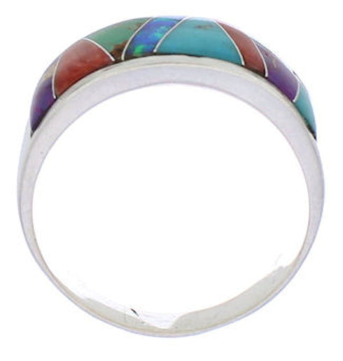 Silver Multicolor WhiteRock Sunrise Ring Size 8-1/2 PX38346