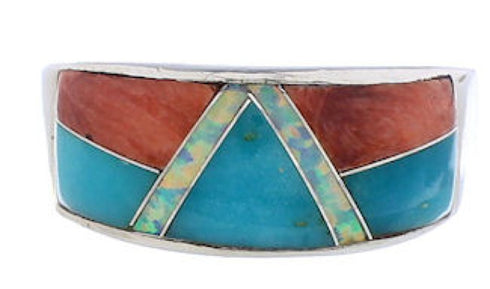 WhiteRock Multicolor Inlay Sterling Silver Size 8-1/2 PX38492