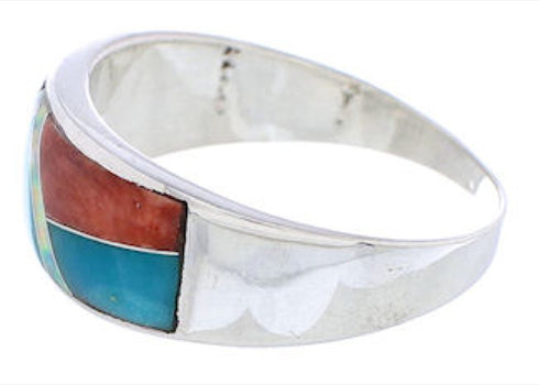 WhiteRock Multicolor Inlay Sterling Silver Size 8-1/2 PX38492