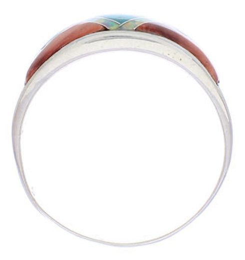 WhiteRock Multicolor Inlay Sterling Silver Size 8-1/2 PX38492