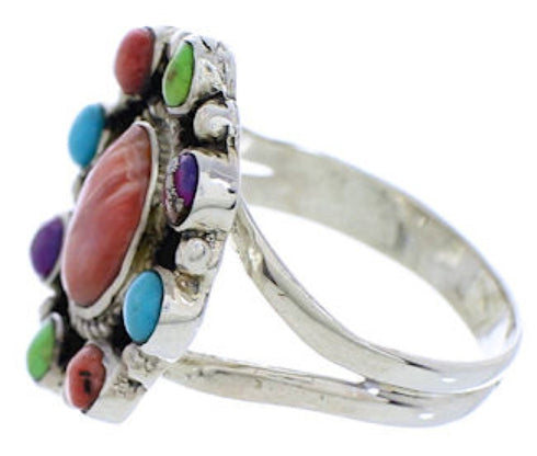 Turquoise Multicolor Authentic Sterling Silver Ring Size 6 JX37844