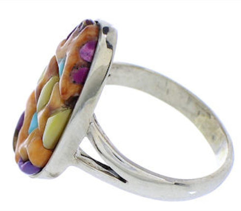 Authentic Sterling Silver Multicolor Southwest Ring Size 8-1/2 JX37878