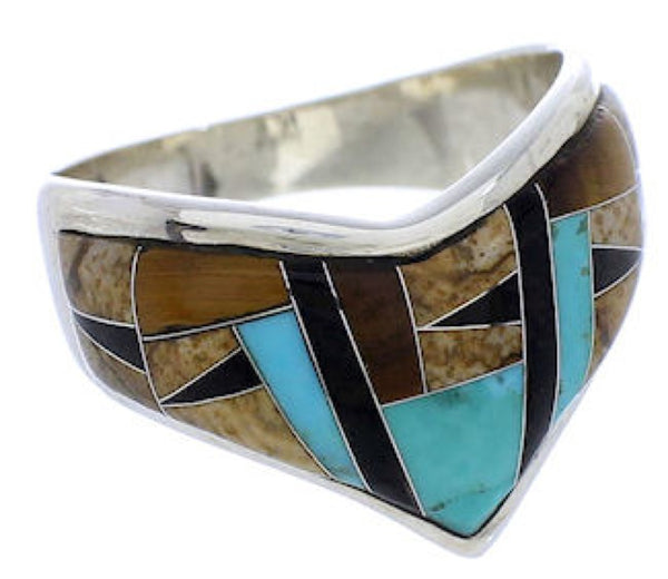 Multicolor Tiger Eye Sterling Silver Jewelry Ring Size 7-3/4 RS42133