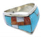 Genuine Silver Southwest Turquoise Multicolor Ring Size 7-1/4 JX37912