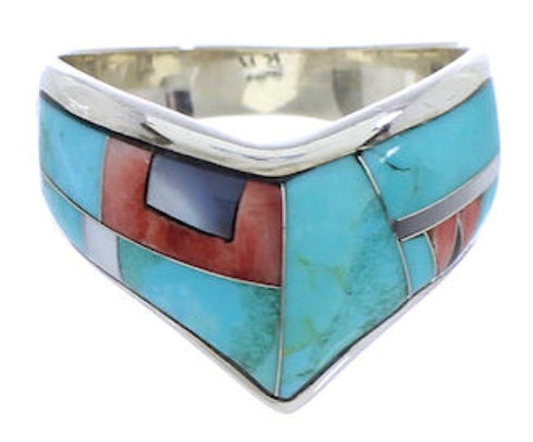 Sterling Silver Multicolor Southwest Ring Size 8-1/2 JX37916