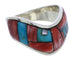 Southwest Sterling Silver Multicolor Inlay Ring Size 8-1/4 JX37799