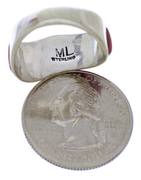 Southwest Sterling Silver Multicolor Inlay Ring Size 8-1/4 JX37799