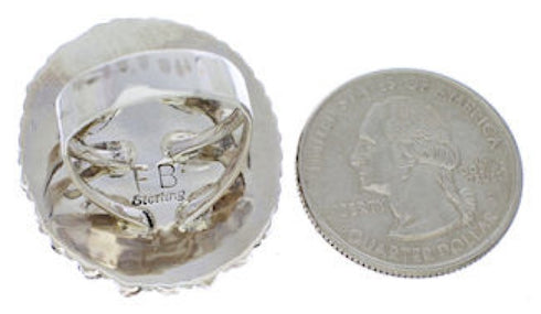 Sterling Silver Multicolor Southwestern Ring Size 7-3/4 AX37670