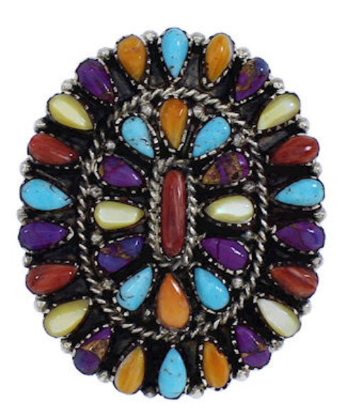 Turquoise Multicolor Sterling Silver Ring Size 8 AX37776