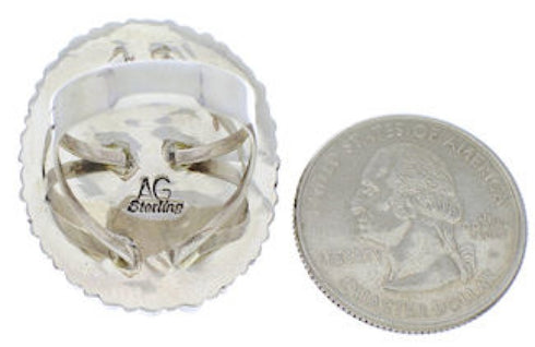 Turquoise Multicolor Sterling Silver Ring Size 8 AX37776