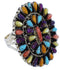 Southwest Multicolor Sterling Silver Ring Size 5-3/4 EX44015