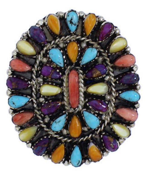 Multicolor Genuine Sterling Silver Southwest Ring Size 6-1/2 AX37859