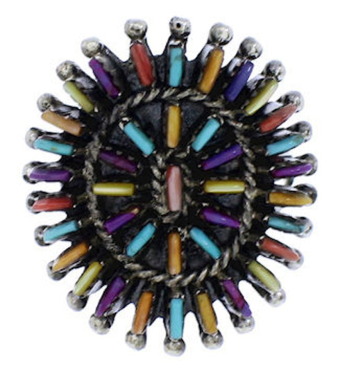 Genuine Sterling Silver Multicolor Needlepoint Ring Size 6-1/4 VX56754