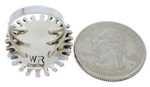 Genuine Sterling Silver Multicolor Needlepoint Southwestern Ring Size 5-1/2 VX56758