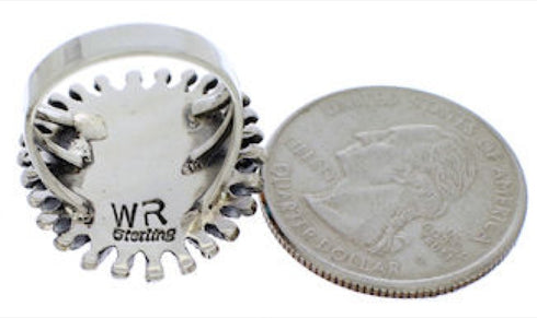 Multicolor Needlepoint Authentic Sterling Silver Ring Size 8-1/2 VX56766