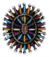 Southwest Sterling Silver Multicolor Needlepoint Jewelry Ring Size 7-1/4 VX56775