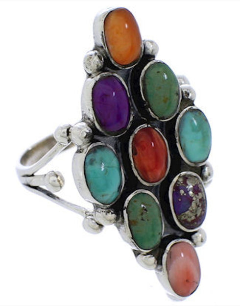 Multicolor Sterling Silver Ring Size 8-3/4 AS35691