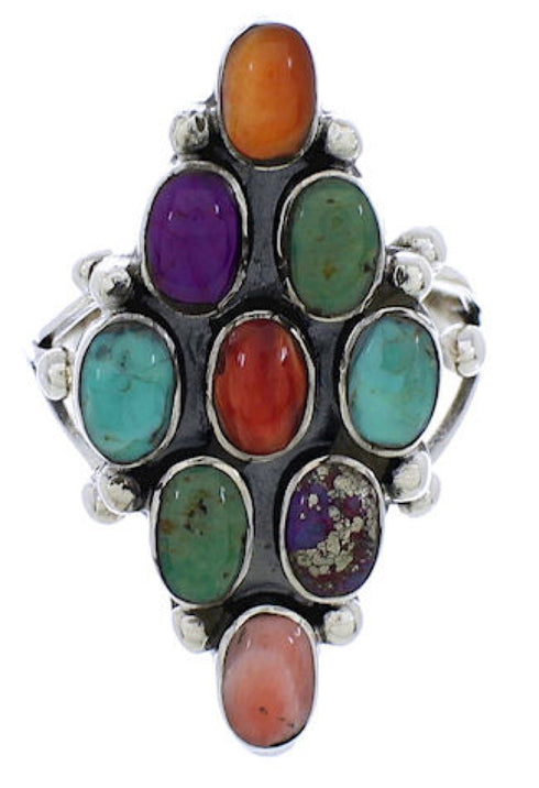 Multicolor Sterling Silver Ring Size 8-3/4 AS35691