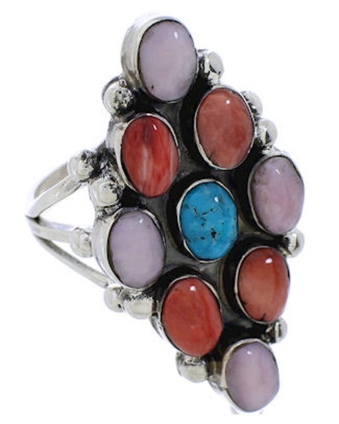 Multicolor Pink Agate Genuine Sterling Silver Ring Size 5-3/4 AS35734