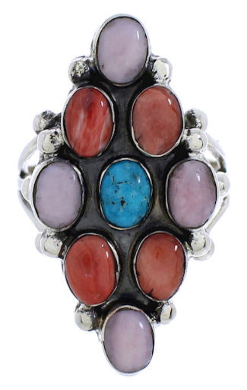 Multicolor Pink Agate Genuine Sterling Silver Ring Size 5-3/4 AS35734