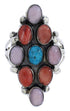 Multicolor Pink Agate Genuine Sterling Silver Ring Size 5-3/4 AS35734