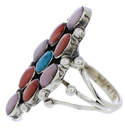 Multicolor Pink Agate Genuine Sterling Silver Ring Size 5-3/4 AS35734