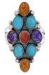 Genuine Sterling Silver And Multicolor Southwest Jewelry Ring Size 6 VX56787