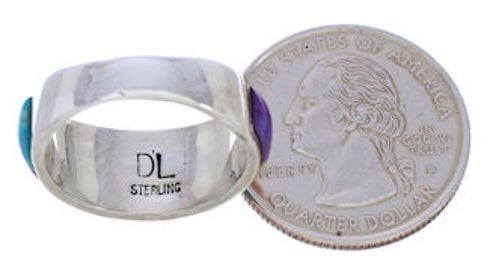 Multicolor Inlay Sterling Silver Jewelry Ring Size 7-1/4 UX35995