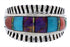 Turquoise Multicolor Inlay Sterling Silver Ring Size 6-1/2 NS39020