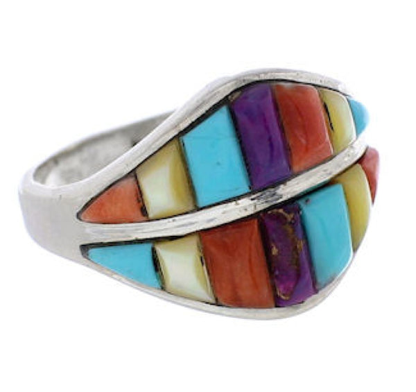 Silver Multicolor Jewelry Southwest Ring Size 7-1/2 GS56618