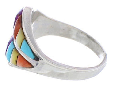 Silver Multicolor Jewelry Southwest Ring Size 7-1/2 GS56618