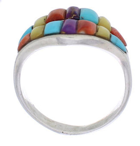 Silver Multicolor Jewelry Southwest Ring Size 7-1/2 GS56618