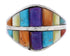 Authentic Sterling Silver Multicolor Inlay Ring Size 7-1/2 UX36024
