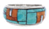 Southwest Sterling Silver Multicolor Inlay Ring Size 6-1/4 UX36031
