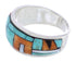 Southwest Sterling Silver Multicolor Inlay Ring Size 6-1/4 UX36031
