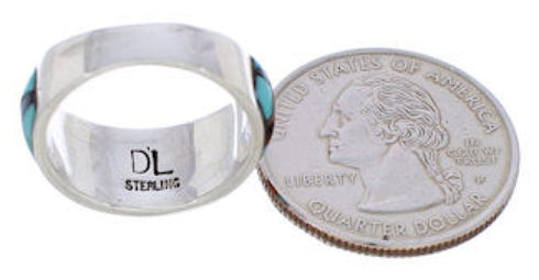 Southwest Sterling Silver Multicolor Inlay Ring Size 6-1/4 UX36031