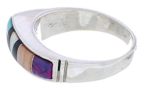Authentic Sterling Silver Multicolor Inlay Ring Size 6-1/2 UX36085