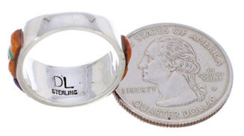 Multicolor And Turquoise Sterling Silver Ring Size 7-1/2 AS39484