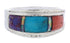 Silver And Multicolor Inlay Southwest Ring Size 7-3/4 UX36137
