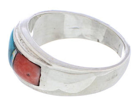 Silver And Multicolor Inlay Southwest Ring Size 7-3/4 UX36137