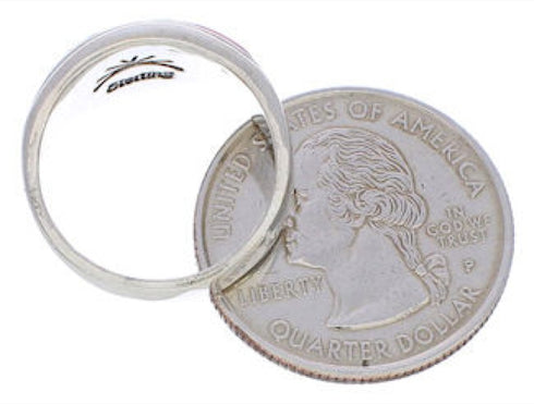 Silver And Multicolor Inlay Southwest Ring Size 7-3/4 UX36137