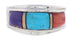 Authentic Sterling Silver Multicolor Inlay Ring Size 7-3/4 UX36161