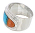 Sterling Silver And Multicolor Inlay Jewelry Ring Size 6-1/4 UX36203