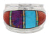 Southwestern Sterling Silver Multicolor Inlay Ring Size 7-1/4 UX36208