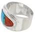 Southwestern Sterling Silver Multicolor Inlay Ring Size 7-1/4 UX36208