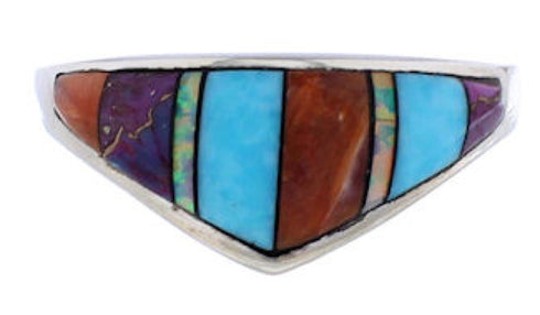 Multicolor Inlay Sterling Silver Jewelry Ring Size 6-3/4 UX36226