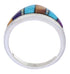 Southwestern Sterling Silver Multicolor Inlay Ring Size 6-1/2 UX36234