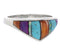 Authentic Sterling Silver Multicolor Inlay Ring Size 7-3/4 UX36477
